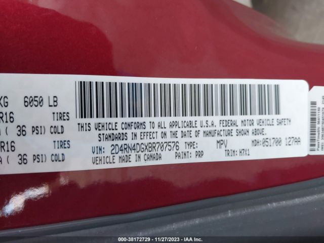 Photo 8 VIN: 2D4RN4DGXBR707576 - DODGE GRAND CARAVAN 