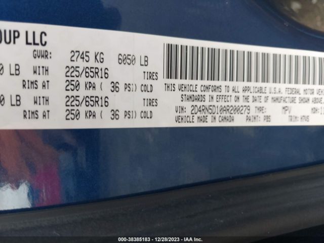 Photo 8 VIN: 2D4RN5D10AR200279 - DODGE GRAND CARAVAN 