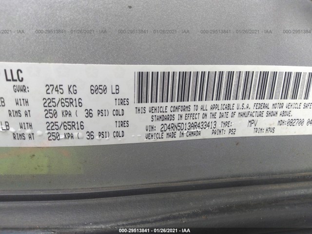 Photo 8 VIN: 2D4RN5D13AR433413 - DODGE GRAND CARAVAN 