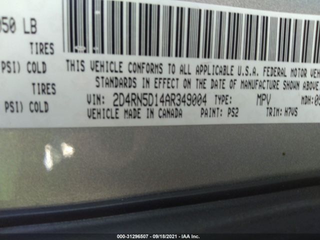 Photo 8 VIN: 2D4RN5D14AR349004 - DODGE GRAND CARAVAN 