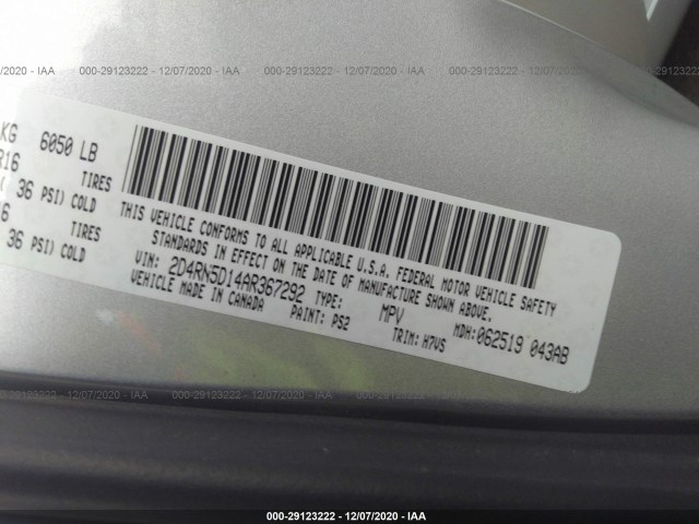 Photo 8 VIN: 2D4RN5D14AR367292 - DODGE GRAND CARAVAN 