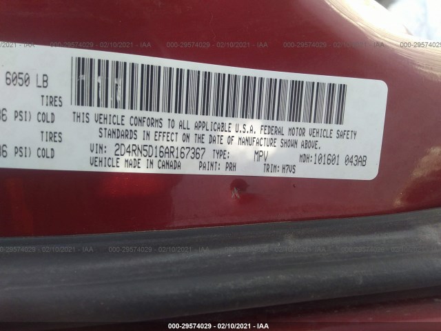 Photo 8 VIN: 2D4RN5D16AR167367 - DODGE GRAND CARAVAN 