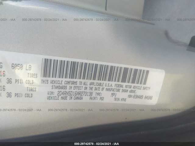 Photo 8 VIN: 2D4RN5D16AR273138 - DODGE GRAND CARAVAN 