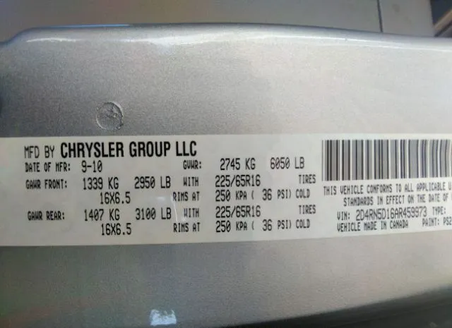 Photo 8 VIN: 2D4RN5D16AR459973 - DODGE GRAND CARAVAN 