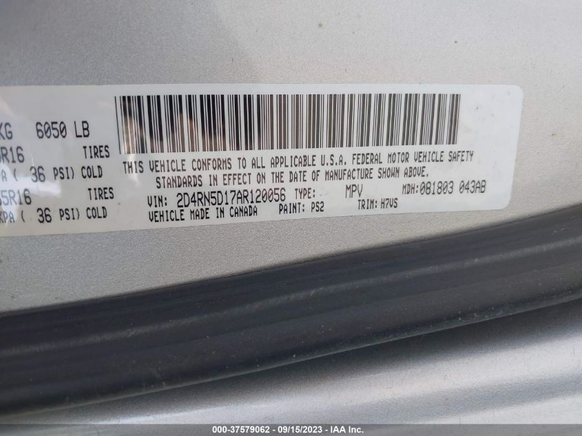 Photo 8 VIN: 2D4RN5D17AR120056 - DODGE CARAVAN 