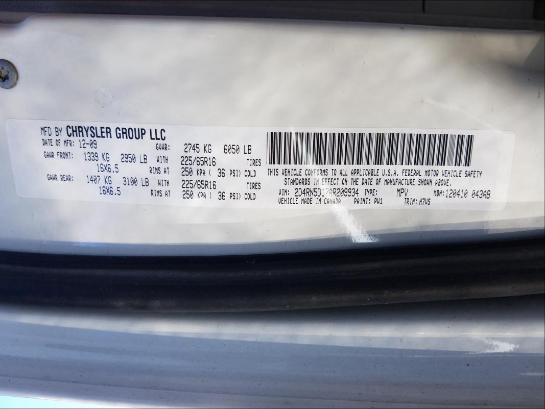 Photo 9 VIN: 2D4RN5D17AR209934 - DODGE GRAND CARA 