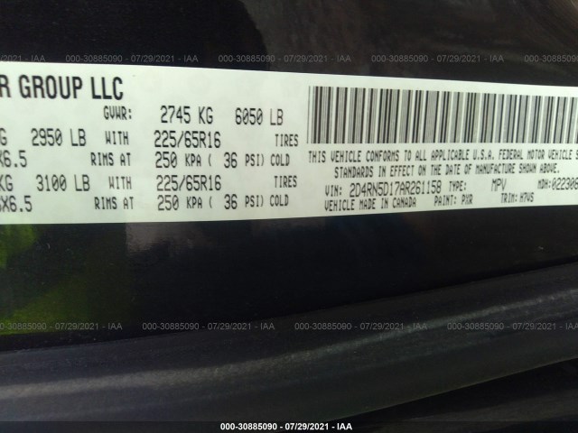 Photo 8 VIN: 2D4RN5D17AR261158 - DODGE GRAND CARAVAN 