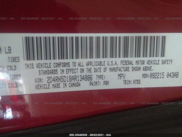 Photo 8 VIN: 2D4RN5D18AR134886 - DODGE GRAND CARAVAN 