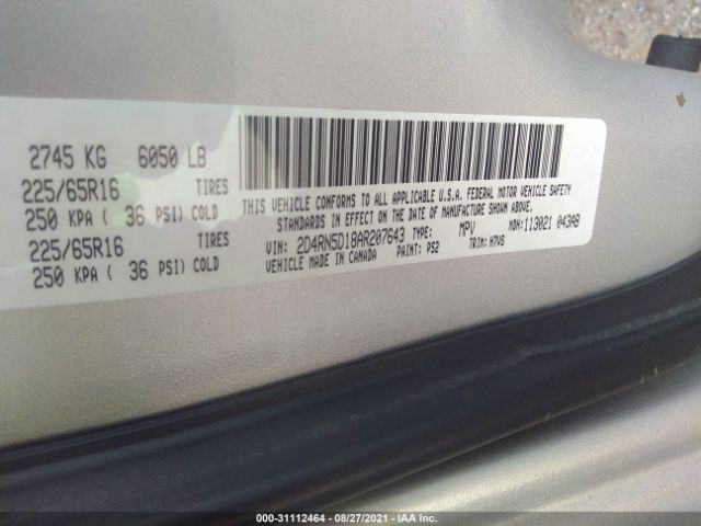 Photo 8 VIN: 2D4RN5D18AR207643 - DODGE GRAND CARAVAN 