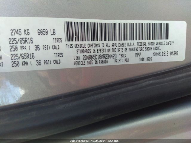 Photo 8 VIN: 2D4RN5D18AR234423 - DODGE GRAND CARAVAN 