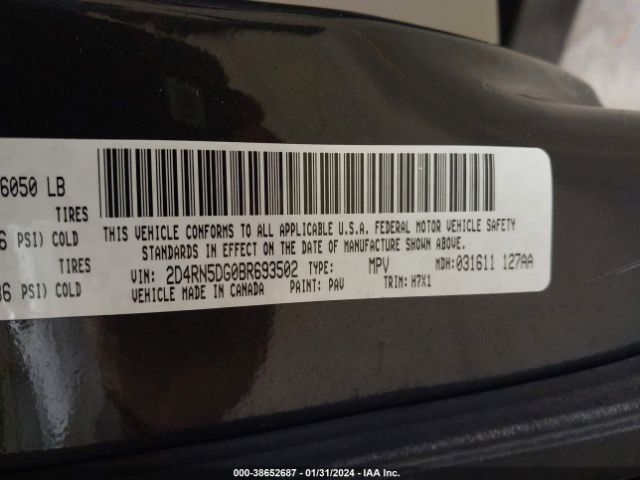 Photo 8 VIN: 2D4RN5DG0BR693502 - DODGE GRAND CARAVAN 