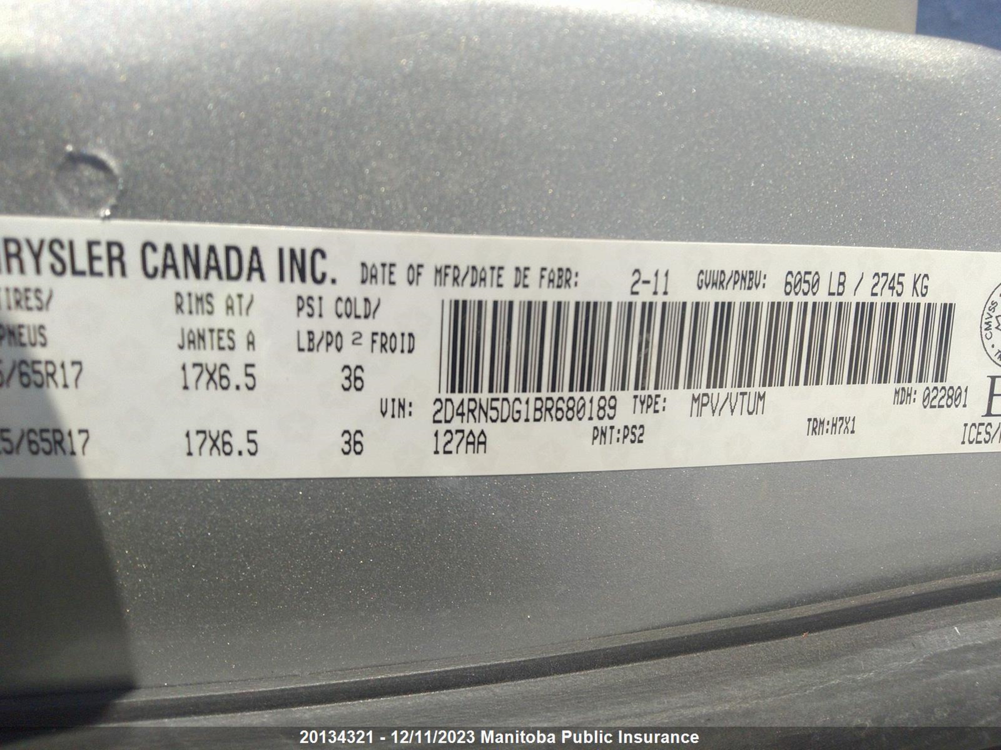 Photo 8 VIN: 2D4RN5DG1BR680189 - DODGE CARAVAN 