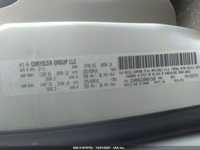 Photo 8 VIN: 2D4RN5DG2BR661568 - DODGE GRAND CARAVAN 