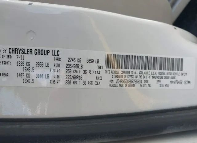 Photo 8 VIN: 2D4RN5DG6BR755534 - DODGE GRAND CARAVAN 