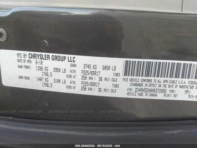 Photo 8 VIN: 2D4RN5DX0AR372056 - DODGE GRAND CARAVAN 