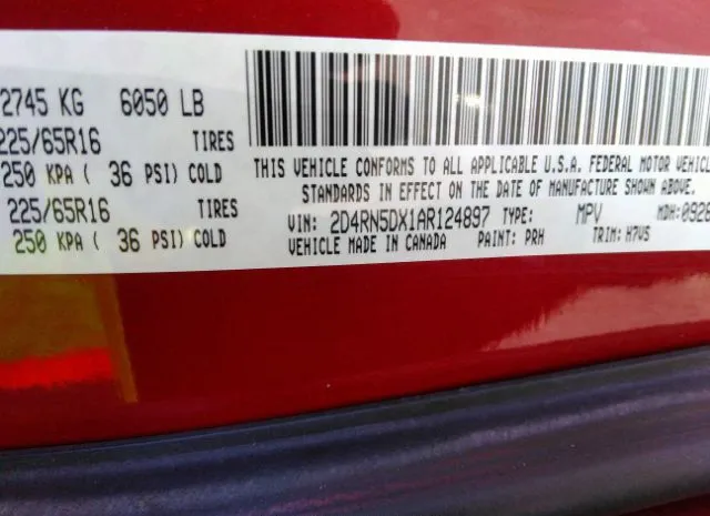 Photo 8 VIN: 2D4RN5DX1AR124897 - DODGE GRAND CARAVAN 