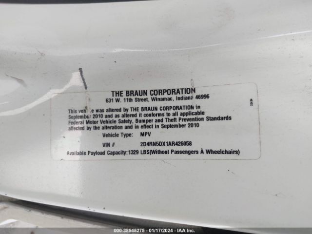 Photo 8 VIN: 2D4RN5DX1AR426058 - DODGE GRAND CARAVAN 