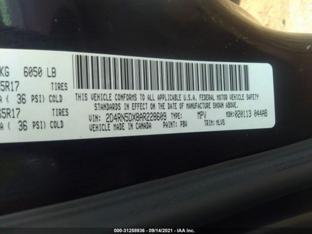 Photo 8 VIN: 2D4RN5DX8AR228609 - DODGE GRAND CARAVAN 