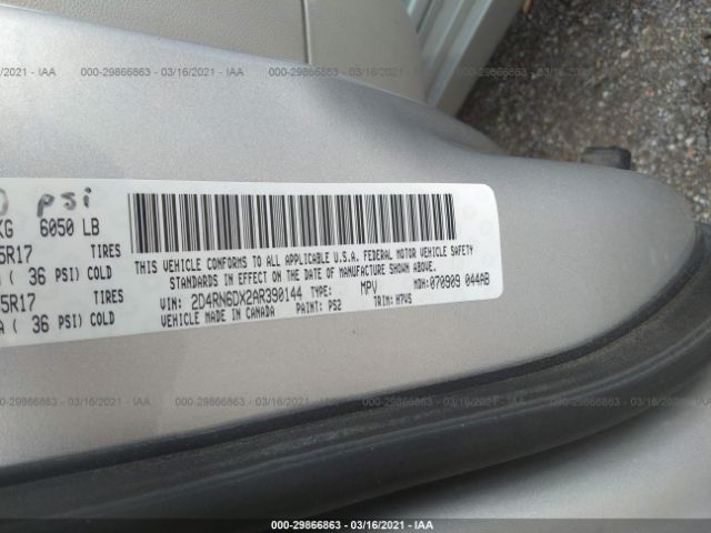 Photo 8 VIN: 2D4RN6DX2AR390144 - DODGE GRAND CARAVAN 