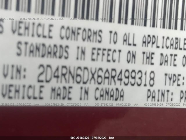 Photo 8 VIN: 2D4RN6DX6AR499318 - DODGE GRAND CARAVAN 