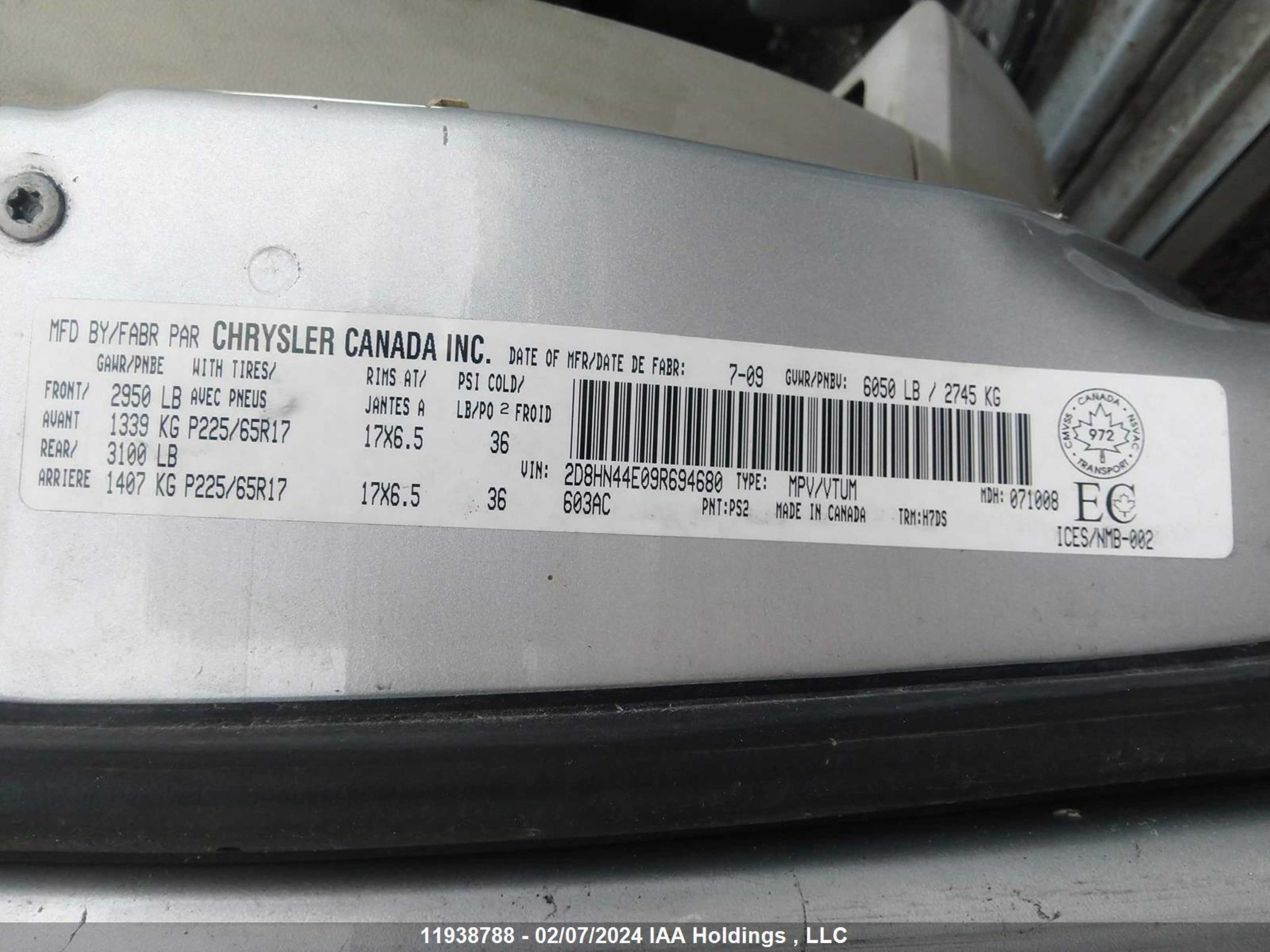 Photo 8 VIN: 2D8HN44E09R694680 - DODGE CARAVAN 