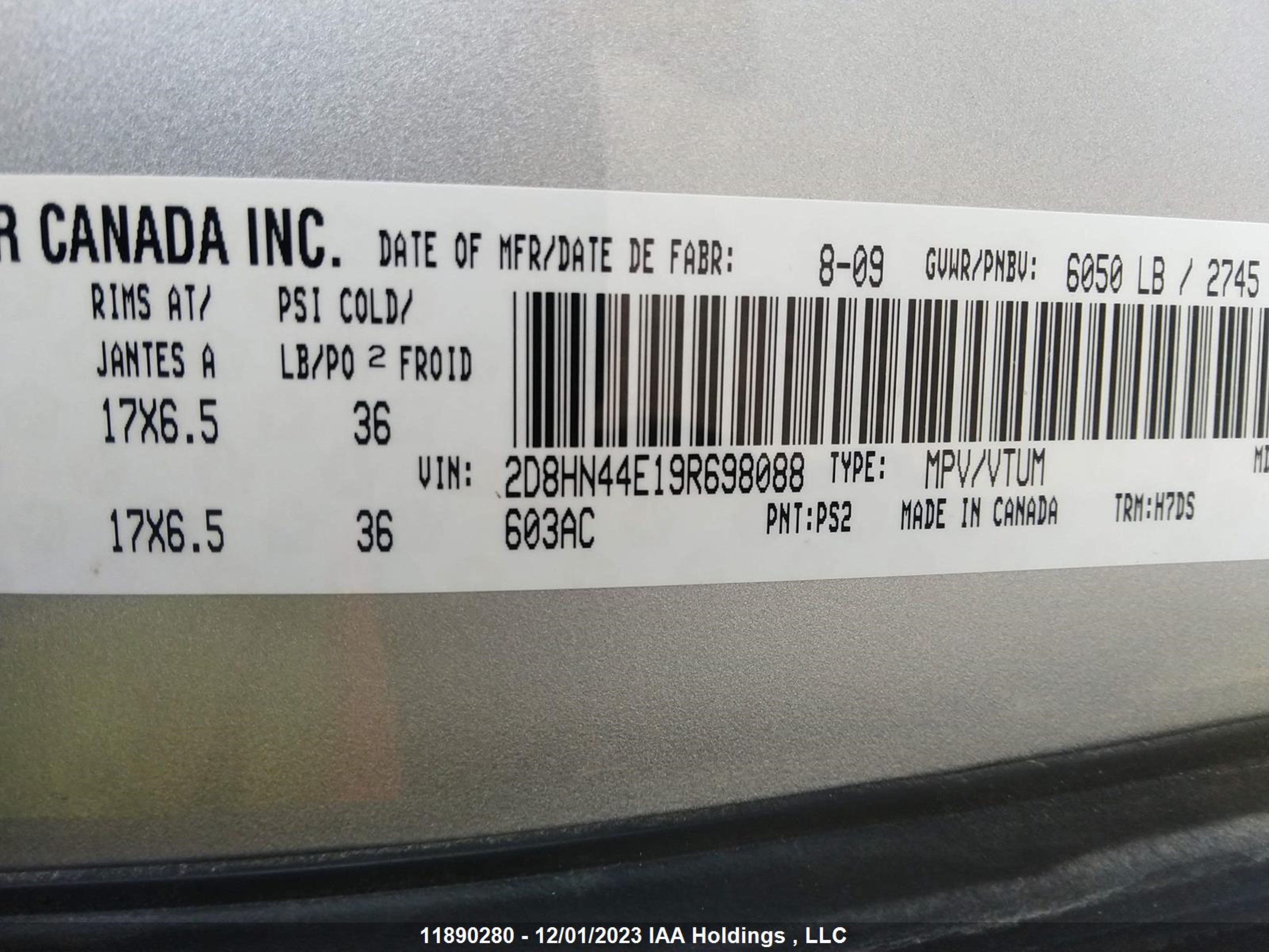 Photo 8 VIN: 2D8HN44E19R698088 - DODGE CARAVAN 