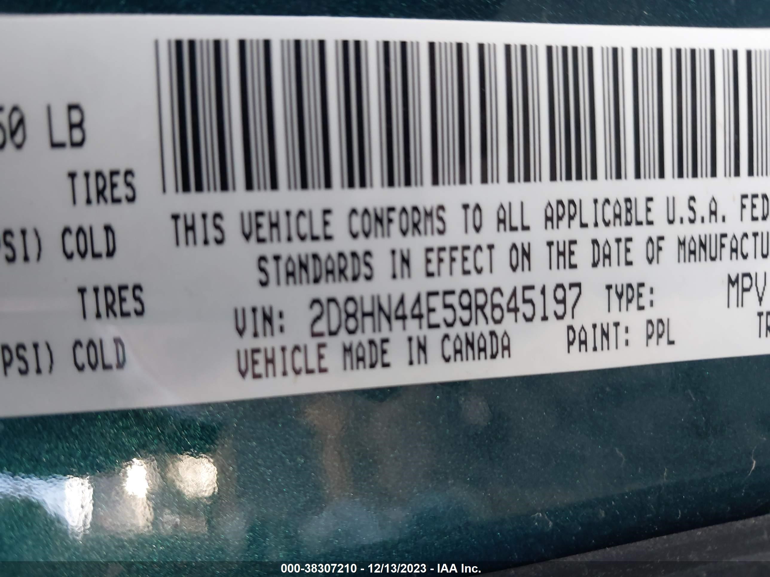 Photo 8 VIN: 2D8HN44E59R645197 - DODGE CARAVAN 