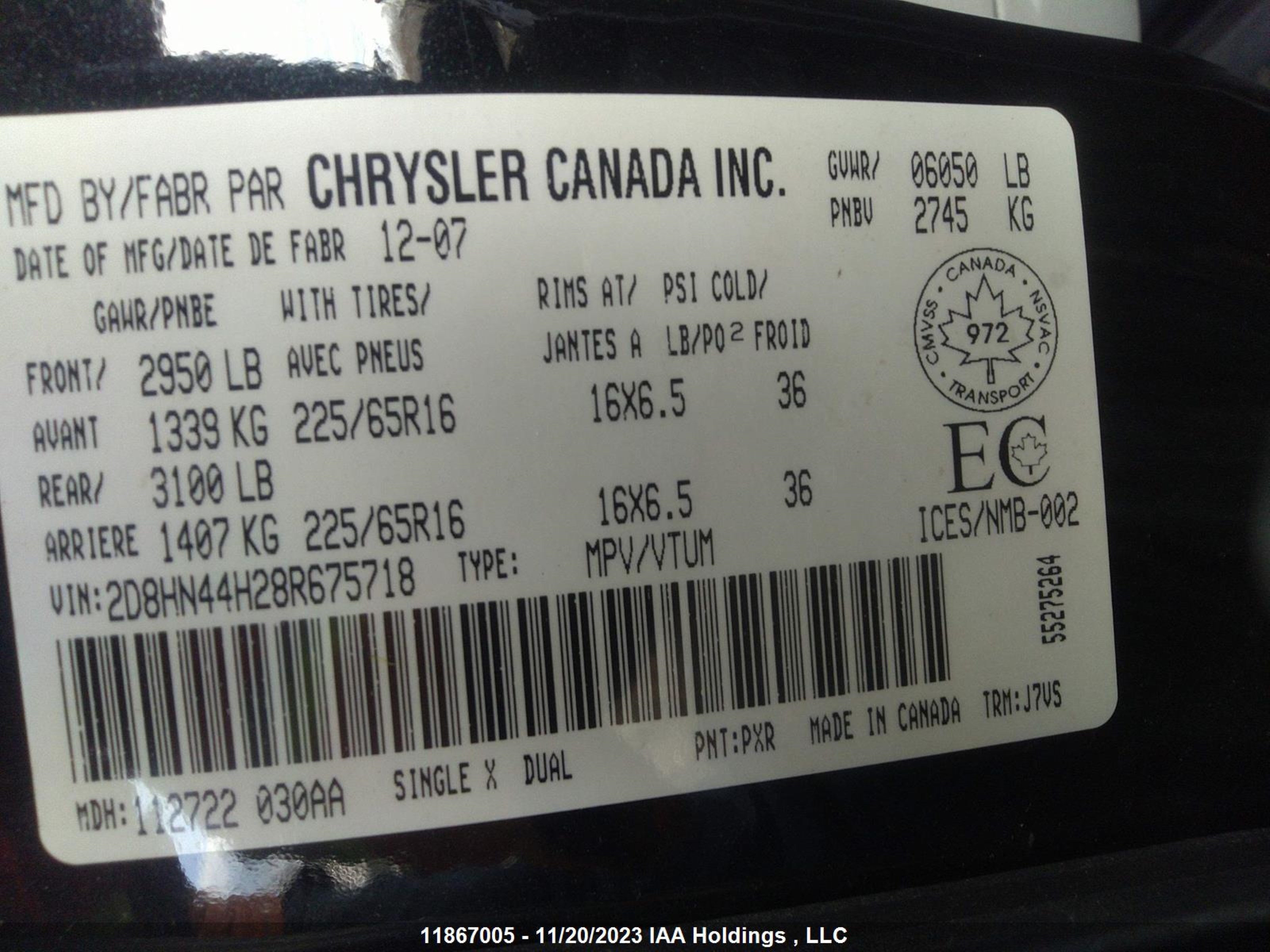 Photo 8 VIN: 2D8HN44H28R675718 - DODGE CARAVAN 