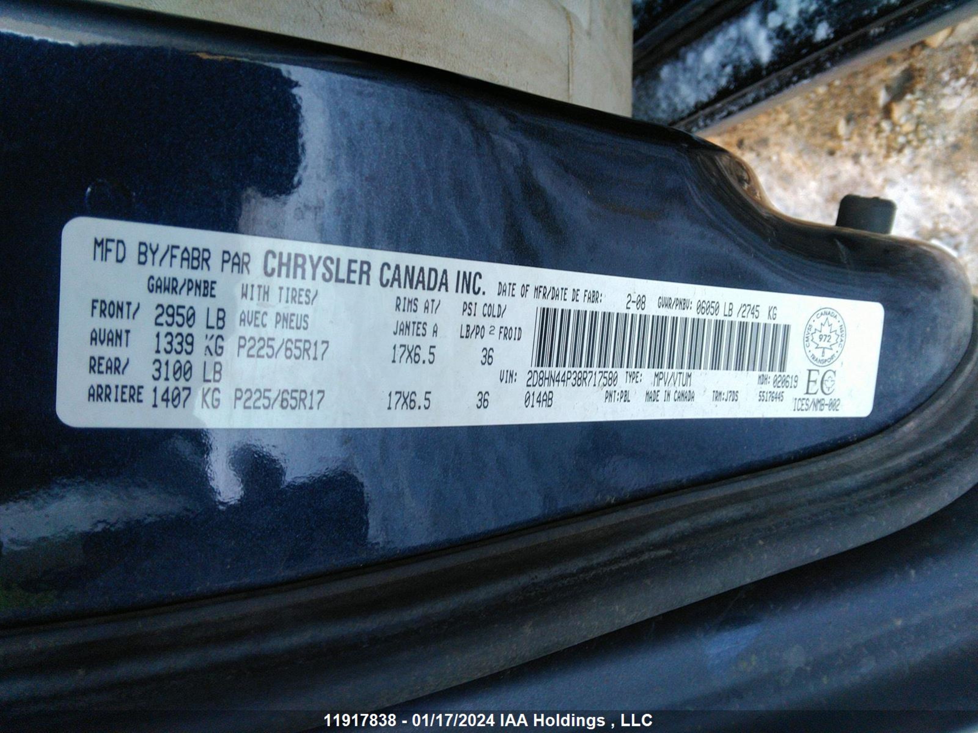 Photo 8 VIN: 2D8HN44P38R717580 - DODGE CARAVAN 