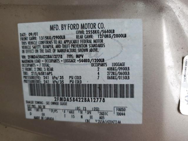 Photo 12 VIN: 2FMDA58422BA12778 - FORD WINDSTAR L 