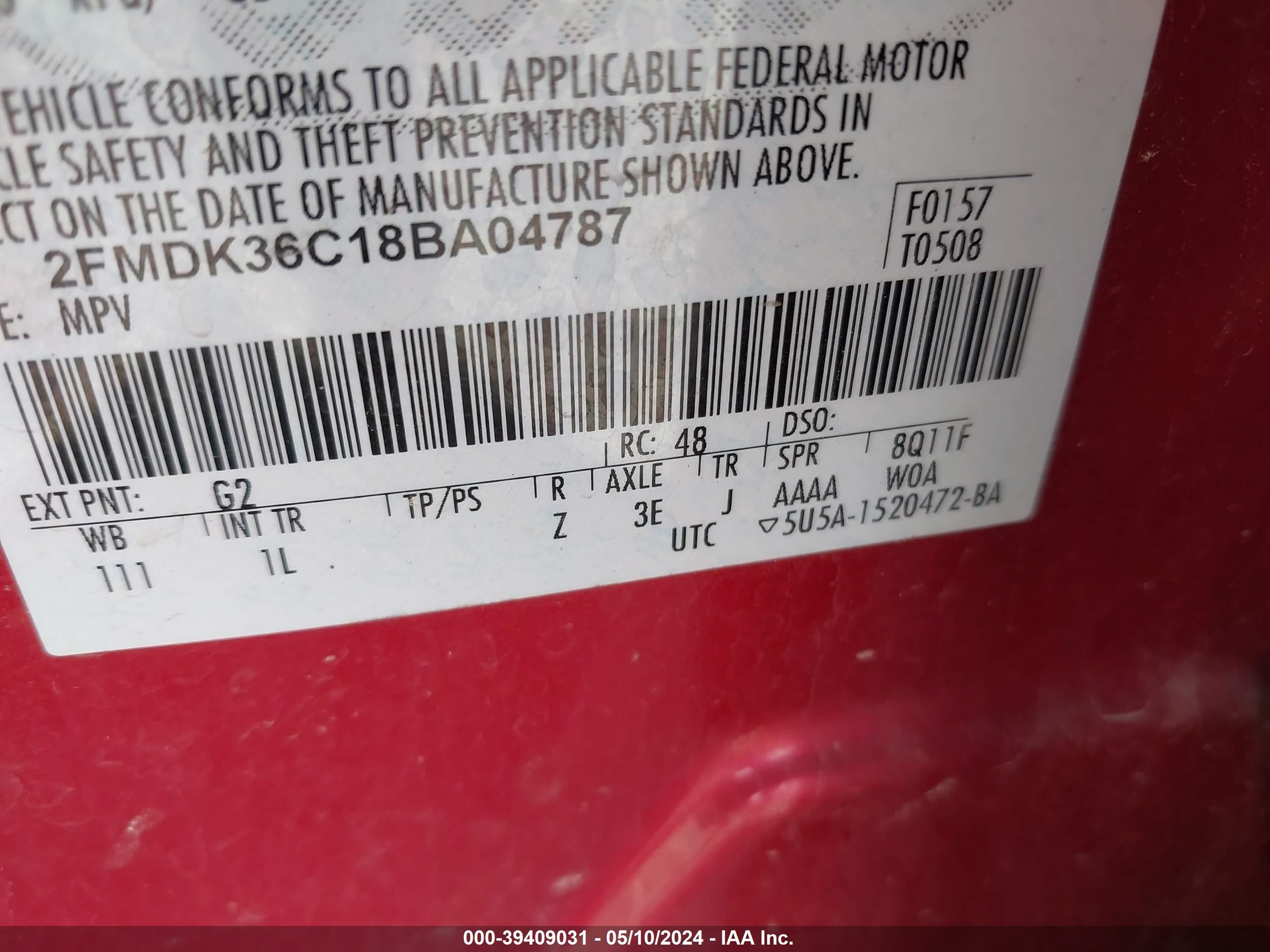 Photo 8 VIN: 2FMDK36C18BA04787 - FORD EDGE 