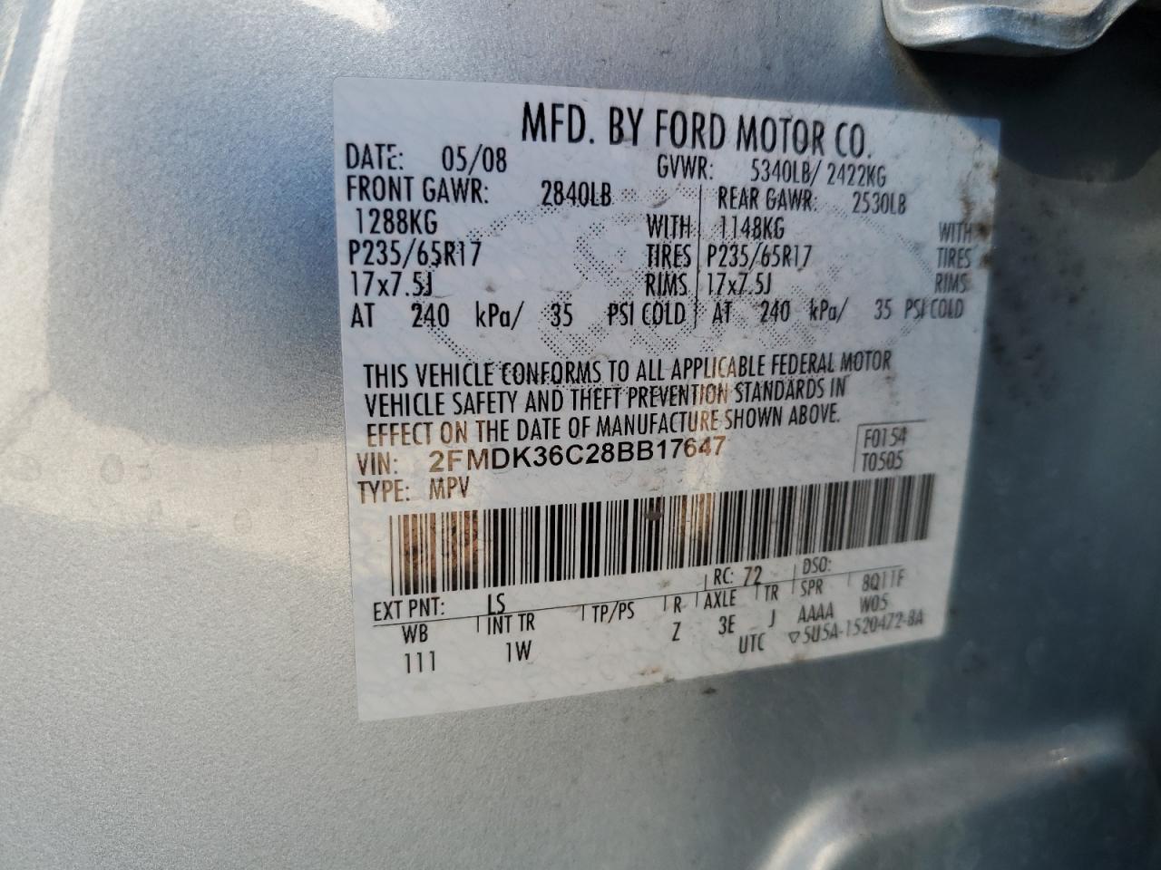 Photo 12 VIN: 2FMDK36C28BB17647 - FORD EDGE 