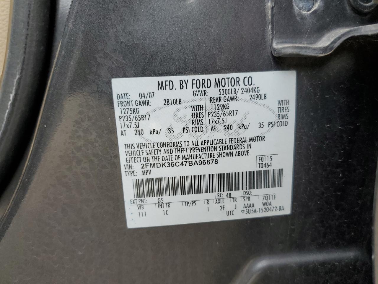 Photo 12 VIN: 2FMDK36C47BA96878 - FORD EDGE 