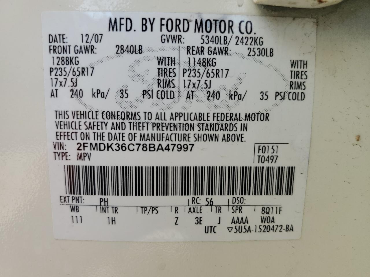 Photo 12 VIN: 2FMDK36C78BA47997 - FORD EDGE 