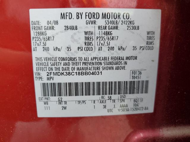 Photo 12 VIN: 2FMDK38C18BB04031 - FORD EDGE 