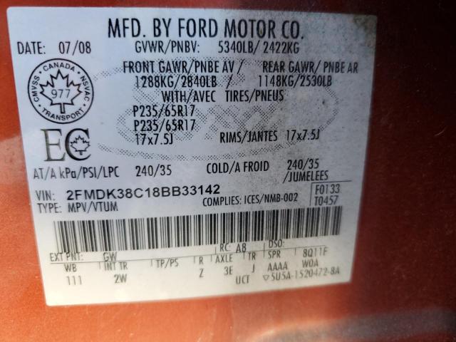 Photo 9 VIN: 2FMDK38C18BB33142 - FORD EDGE SEL 