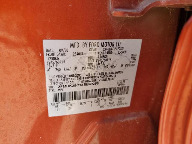 Photo 12 VIN: 2FMDK38C18BB49258 - FORD EDGE SEL 