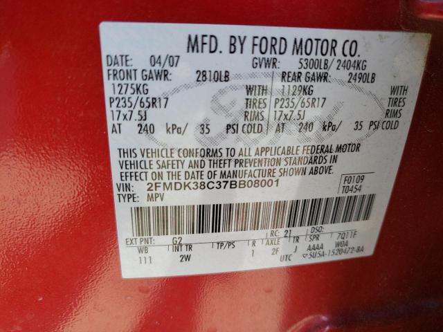 Photo 11 VIN: 2FMDK38C37BB08001 - FORD EDGE SEL 