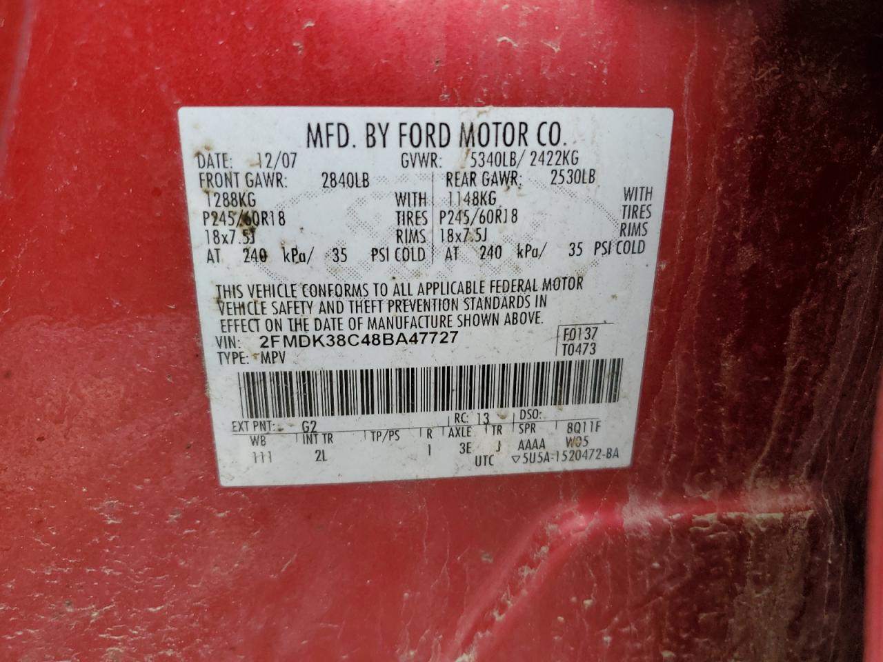 Photo 11 VIN: 2FMDK38C48BA47727 - FORD EDGE 