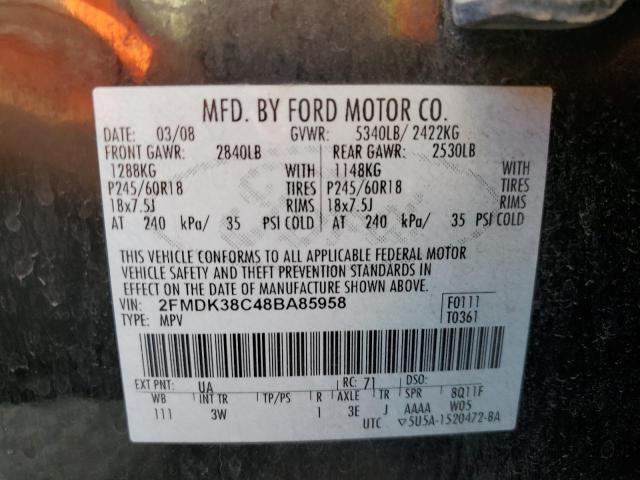 Photo 11 VIN: 2FMDK38C48BA85958 - FORD EDGE SEL 