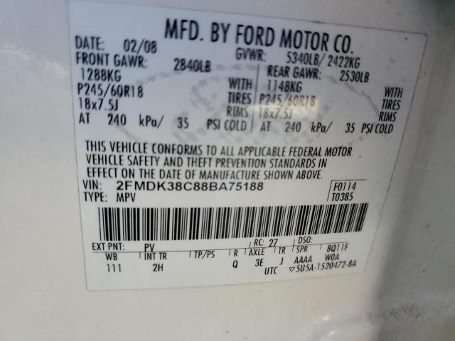 Photo 11 VIN: 2FMDK38C88BA75188 - FORD EDGE SEL 