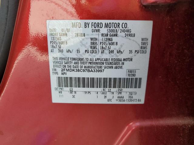 Photo 12 VIN: 2FMDK38C97BA33997 - FORD EDGE 