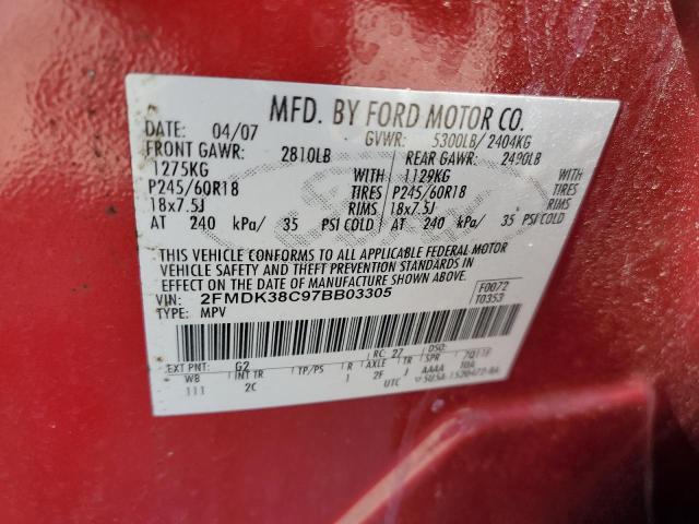 Photo 12 VIN: 2FMDK38C97BB03305 - FORD EDGE 