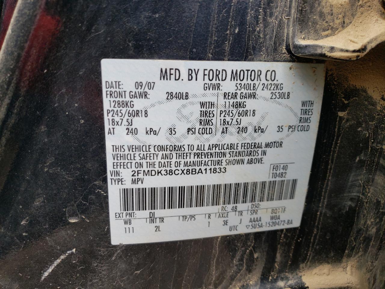 Photo 13 VIN: 2FMDK38CX8BA11833 - FORD EDGE 