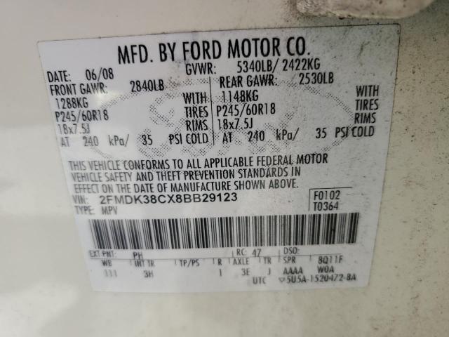 Photo 12 VIN: 2FMDK38CX8BB29123 - FORD EDGE SEL 