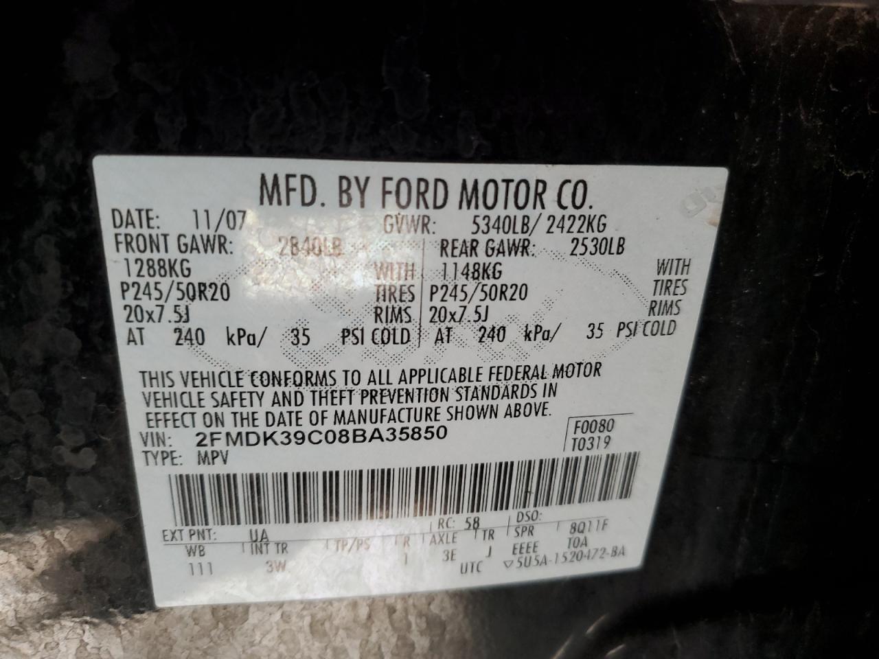 Photo 11 VIN: 2FMDK39C08BA35850 - FORD EDGE 