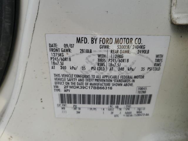 Photo 12 VIN: 2FMDK39C17BB66316 - FORD EDGE SEL P 