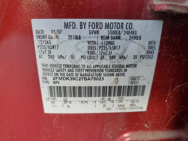 Photo 12 VIN: 2FMDK39C27BA75023 - FORD EDGE SEL P 