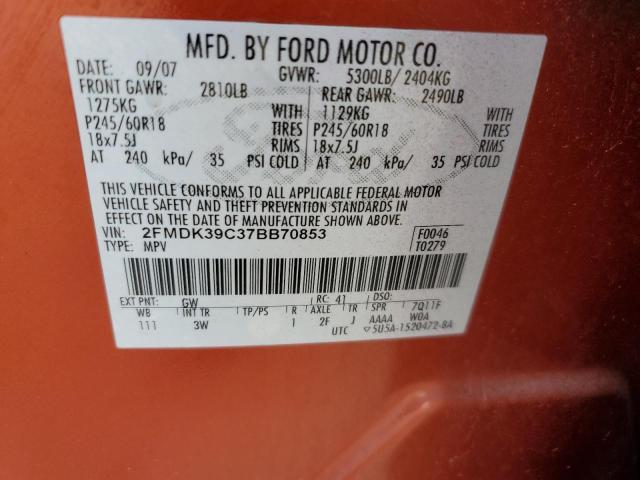 Photo 12 VIN: 2FMDK39C37BB70853 - FORD EDGE SEL P 