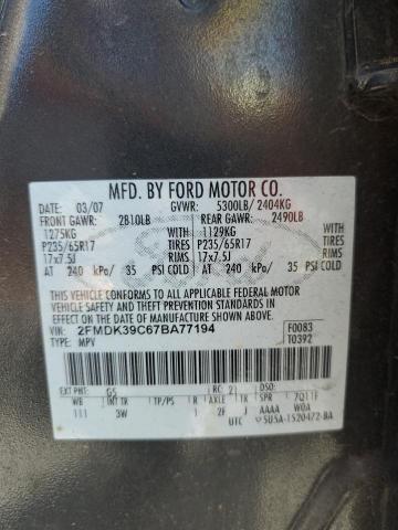 Photo 12 VIN: 2FMDK39C67BA77194 - FORD EDGE SEL P 